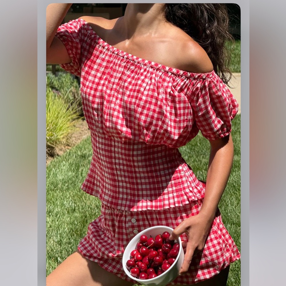 Frankie’s Bikinis Cider Top Red Gingham